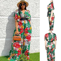 Women's V-neck Short-sleeved Jumpsuit