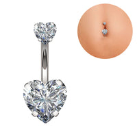 Cross-Border E-Commerce New Double Love Belly Button Ring Creative Zircon Umbilical Button Umbilical Ring Piercing Jewelry