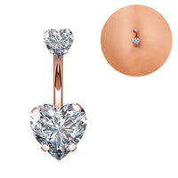 Cross-Border E-Commerce New Double Love Belly Button Ring Creative Zircon Umbilical Button Umbilical Ring Piercing Jewelry