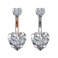 Cross-Border E-Commerce New Double Love Belly Button Ring Creative Zircon Umbilical Button Umbilical Ring Piercing Jewelry