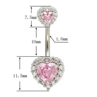 Button-Rings Belly-Jewelry Barbell Navel Bar Piercing 14G Surgical Steel Heart 316L Women