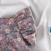 2-Piece Set Of Ruffles And Headband Jumpsuit With Ruffle Sleeves Printed Floral Baby Girl Summer Dress