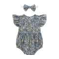 2-Piece Set Of Ruffles And Headband Jumpsuit With Ruffle Sleeves Printed Floral Baby Girl Summer Dress