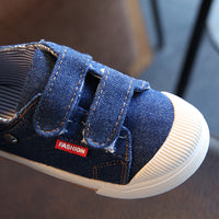 Children's Denim Canvas Shoes With Rivet Solid Color