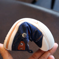 Children's Denim Canvas Shoes With Rivet Solid Color