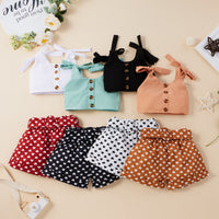 Amazon Hot Style Solid Color Top  Love Shorts Two-Piece Suit