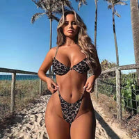 Cross-Border Hot Style Chain Bikini Sexy Plain Split Swimsuit European And American New Style Hot-Selling Pin Buckle Swimwear 76322