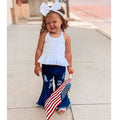 Girls' Sling Sleeveless Hollow Vest Two-Piece Loose Flared Trousers With Slits