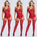 Jacquard Sexy Lingerie Temptation Ladies Transparent Hollow Vest-Style One-Piece Fishnet Stockings Net Shirt