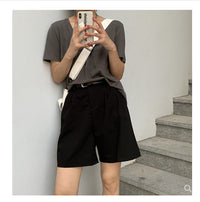 Women's Five-point Pants Suit Shorts Loose, Thin And Super High Waist A-line