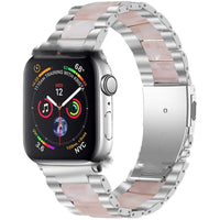 Metal Stainless Steel Resin Three Beads Watch Steel Band