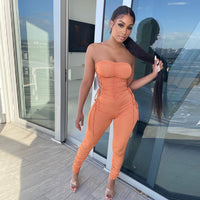 Women Autumn Summer Strapless Hollow Out jumpsuit