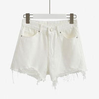 High-Waisted Denim Shorts With Cotton Holes And Women'S Summer Wild Thin A-Line Pants With Raw Edges