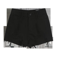 High-Waisted Denim Shorts With Cotton Holes And Women'S Summer Wild Thin A-Line Pants With Raw Edges