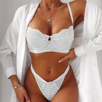 Sexy Ladies Nightdress Lace See Through Strap Three Point Suit