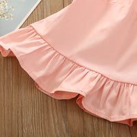 Korean Version long Short Flying Sleeve Small Flower Print Blouse Lace Suspender Skirt