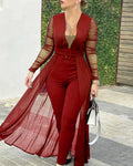 European And American Fashion Deep V-Neck Jumpsuit Tight