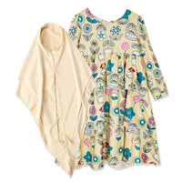 Girls Spring And Autumn Models Arab Clothing Muslim Long-Sleeved Flower Dress And Headscarf