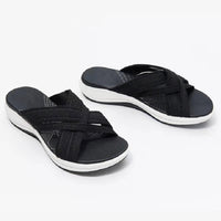 Large Size European And American Home Leisure Beach One-Line Women'S Slope Heel Slippers