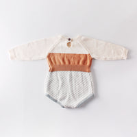 Baby Retro Contrast Color Knitted Wool One-Piece Coveralls Romper