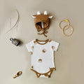 Baby Cute Cartoon Mavericks Short Sleeve Romper Hundred Days Clothes Send Hat