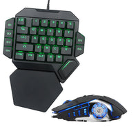 One-handed wired mechanical keyboard green axis set game gun god throne left hand small keyboard and mouse