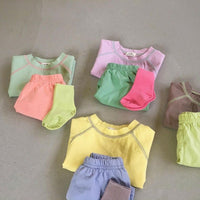 Contrasting Color Blouse And Pants Suit For Men And Women With Short Sleeves