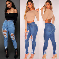 Women's Cotton Elastic Ripped Elastic Foot Pants