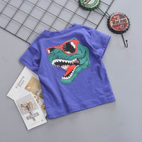Crew Neck T-Shirt With Cartoon Print Back Pattern