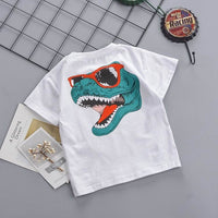 Crew Neck T-Shirt With Cartoon Print Back Pattern