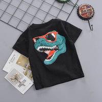Crew Neck T-Shirt With Cartoon Print Back Pattern