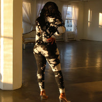 Contrast Color Round Neck Slim Fit Buttocks Pit Strip Printing Jumpsuit Women