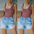 Summer Casual Denim Straight Leg Pants High Waist Denim Shorts
