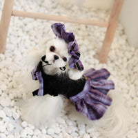 Dog Spring And Summer Cat Lace Dress Jk Plaid Big Bow Pleated Dress