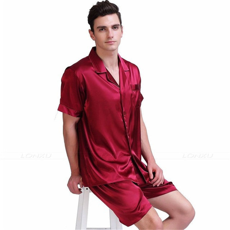 Pajamas Set Pyjamas Nightwear Men Silk Plus Size Satin