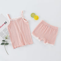 Thin Two-Piece Children's Lace Camisole Pants