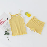 Thin Two-Piece Children's Lace Camisole Pants