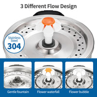 Silver Wing Round All-Steel Flower Pet Water Dispenser