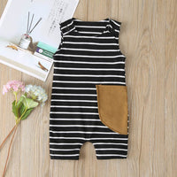 Pit Striped Striped Sleeveless Bodysuit