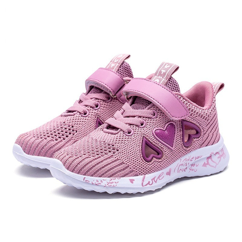 Girls' Sports Fashion Flying Woven Mesh Shoes