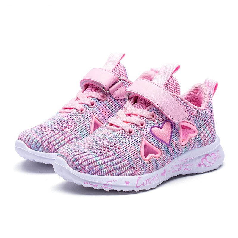 Girls' Sports Fashion Flying Woven Mesh Shoes