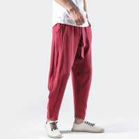 Men's Cotton Linen Pants Men's Chinese Style Loose