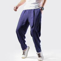 Men's Cotton Linen Pants Men's Chinese Style Loose