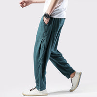Men's Cotton Linen Pants Men's Chinese Style Loose