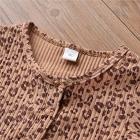 Children's Summer Leopard Print Pit Striped Romper Shorts Two-piece Suit