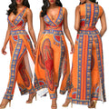 Positioning Print Orange Ethnic Jumpsuit