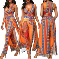 Positioning Print Orange Ethnic Jumpsuit