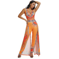 Positioning Print Orange Ethnic Jumpsuit