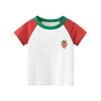 Short-sleeved T-shirt Western Style Cotton Baby Girl Round Neck Top