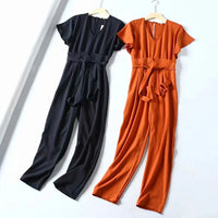 Women's New Product Solid Color Waist Jumpsuit